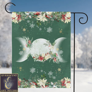 Yule Triple Moon Garden Flag - Pagan Winter Solstice Decor