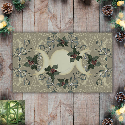 Yule Antique Cream Triple Moon Goddess Tarot Altar Cloth Rec