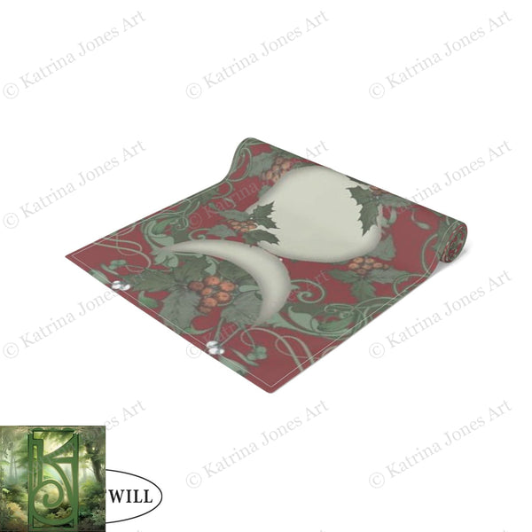 Winter Solstice Table Runner - Holly Triple Moon Tarot Reading Mat