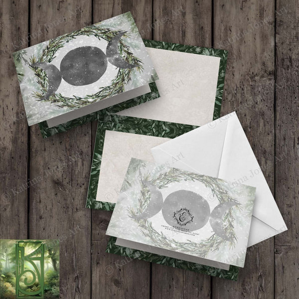 Yule Triple Moon Winter Greeting Card Pagan Witch Wicca Solstice Notcards Stationary