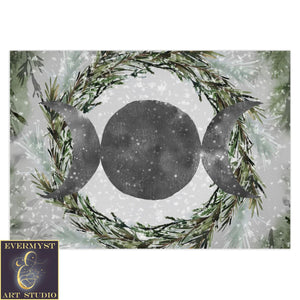 Yule Triple Moon Winter Greeting Card Pagan Witch Wicca Solstice Notcards Stationary 1