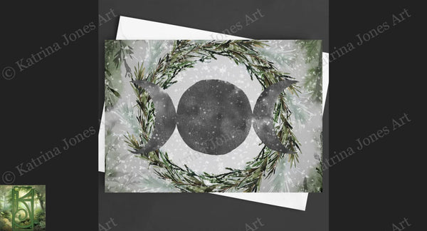 Yule Triple Moon Winter Greeting Card Pagan Witch Wicca Solstice Notcards Stationary