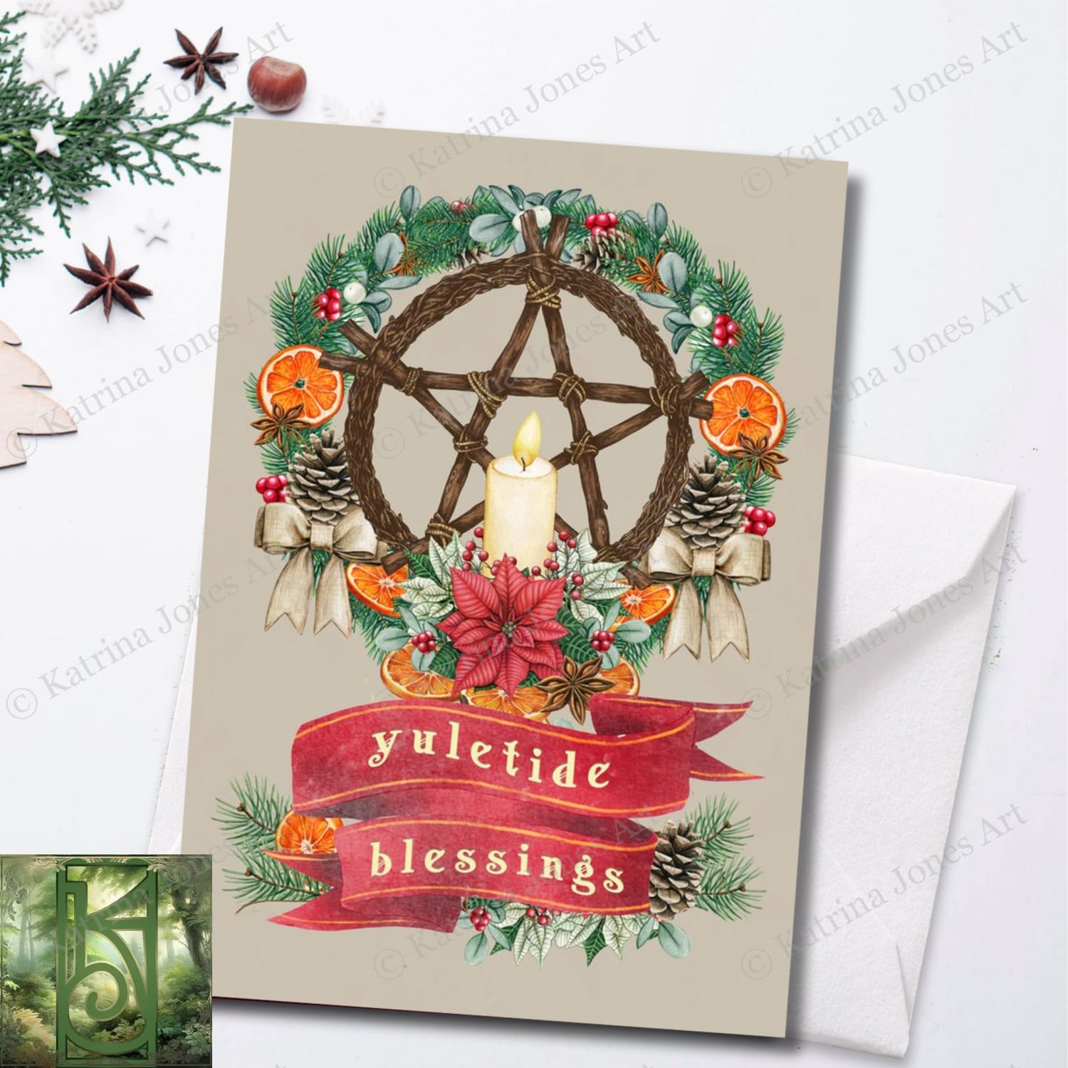 Yuletide Blessings Christmas Greeting Card Stationery Set Notecards