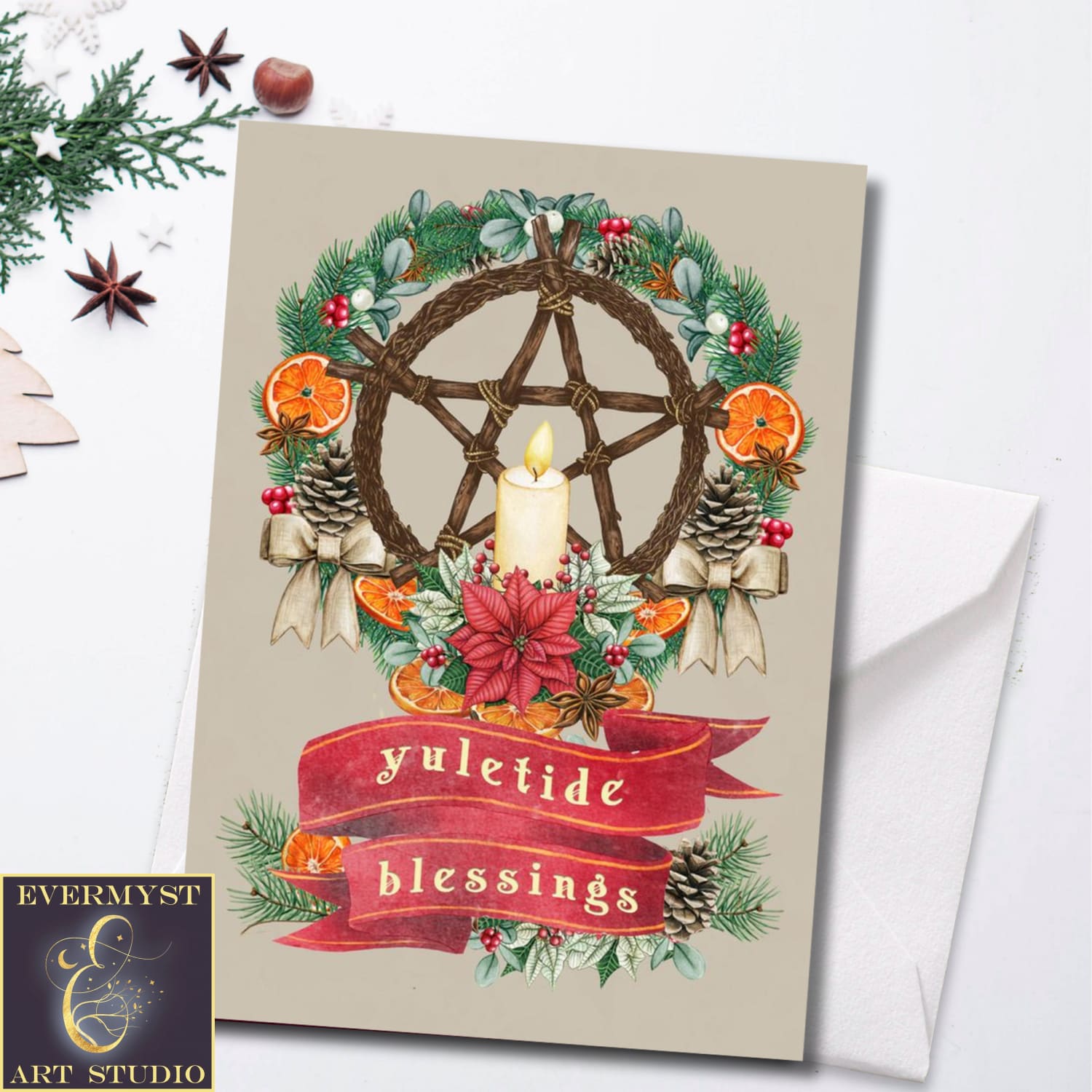 Yuletide Blessings Christmas Greeting Card Stationery Set Notecards