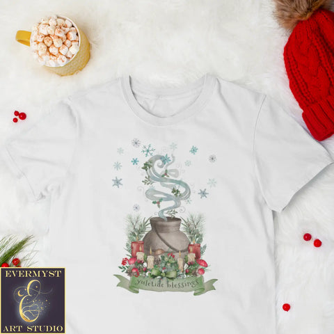 Yuletide Blessings T-Shirt White Natural Graphic Clothing Mens Womens Shirt Christmas Holiday